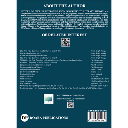 History of English Literature from Beginning to Literary Theory  (For UGC, NET, SLET, UPSC, Pre-Ph.D. Registration and Other Competitive Exams)