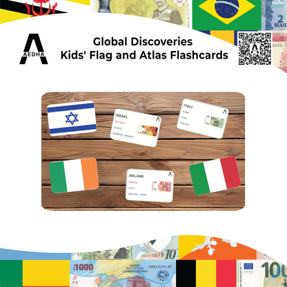 Global Discoveries Kids' Flag and Atlas Flashcards | Flags of The World Flashcards