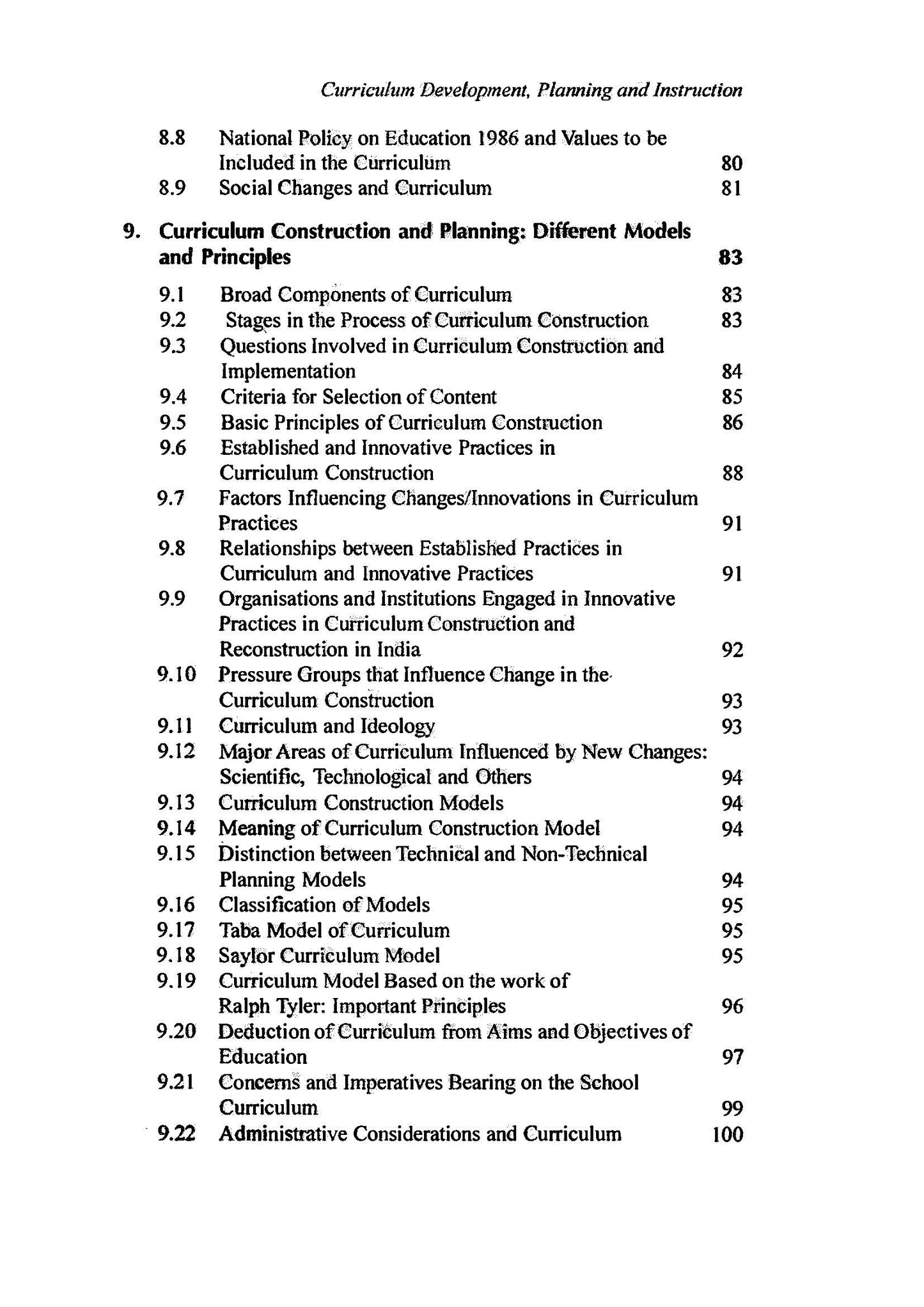 Curriculum Development - Planning and Instruction