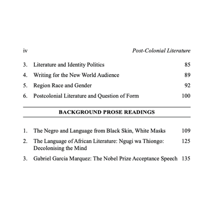 Post-Colonial Literature: Texts, Topics, and Readings